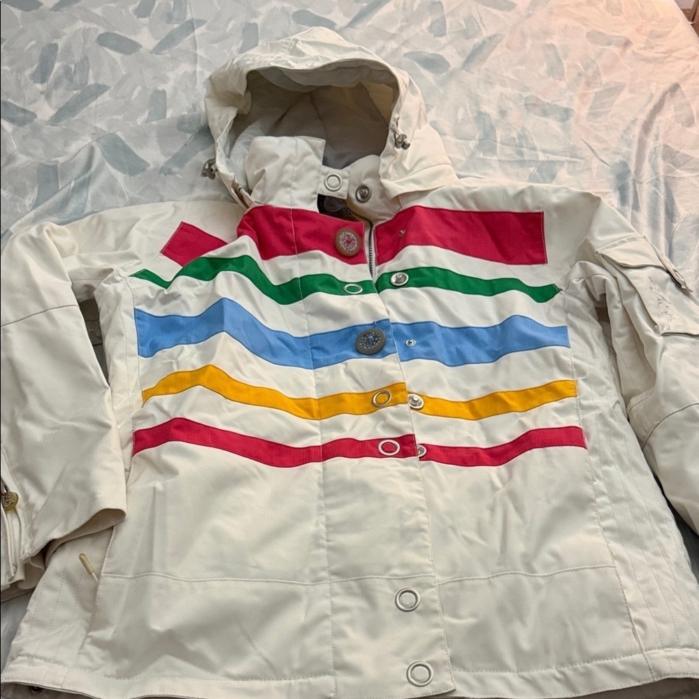 Vintage Ober Meyer Insulated Coat Jacket Parka Ski Snow Striped Womens size 12